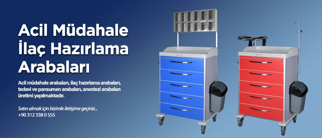 acil müdahale arabası, ilaç hazırlama arabası, tedavi arabası, anestezi arabaları, crash cart